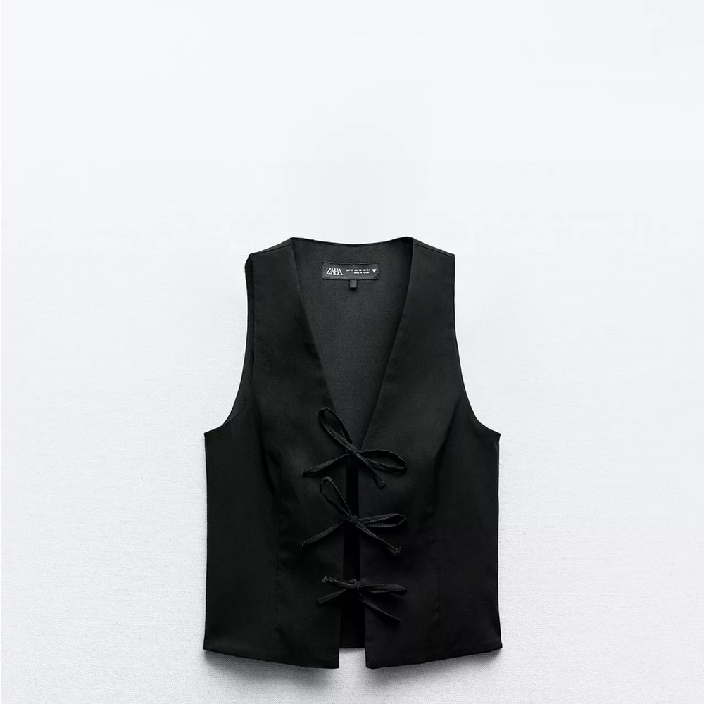 Zara Black Tied Stretch Top